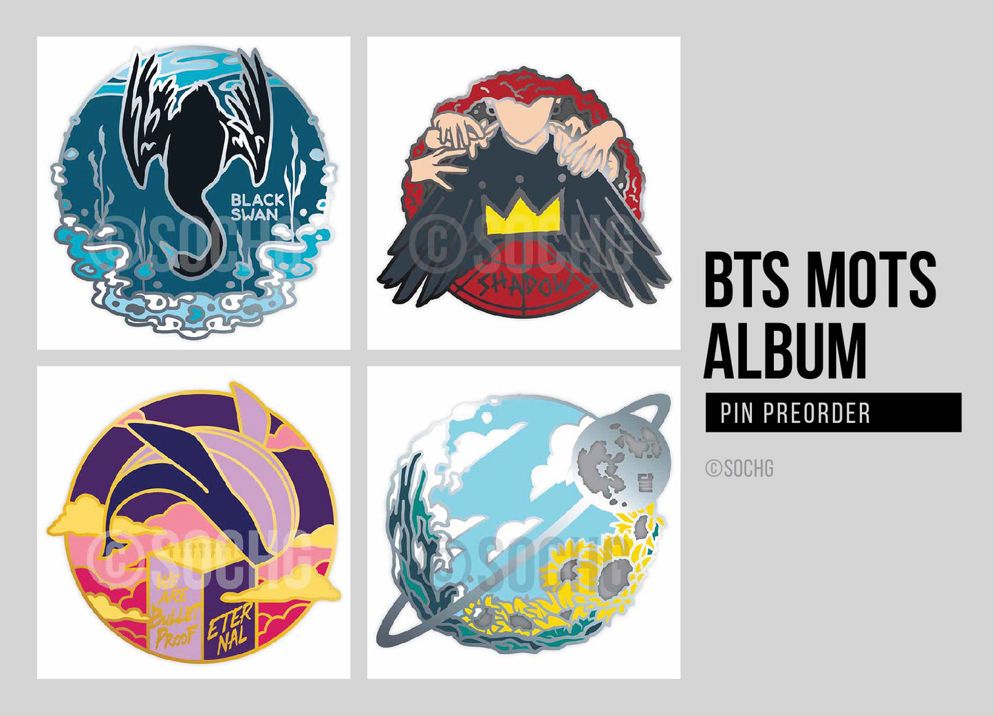 BTS MOTS Album Enamel Pins